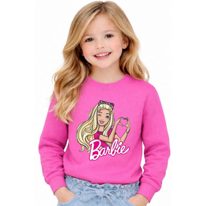 Blusa de frio Infantil Barbie personagem moletom para menina rosa Algodão Tamanhos 2 ao 14