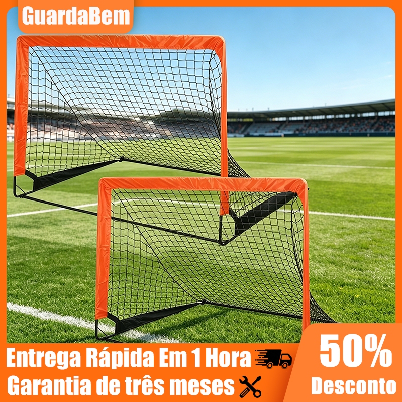 Rede De Futebol Portátil Laranja De 120 * 90 Cm 2 Peças Com Bolsa Dobrável Adequada