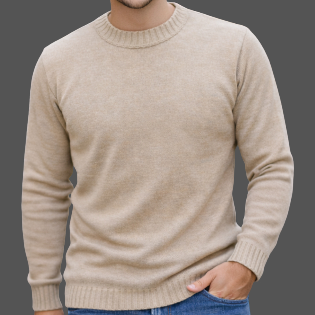 Suéter Masculino Tricô Liso Básico Gola Careca Inverno Confortável Casual