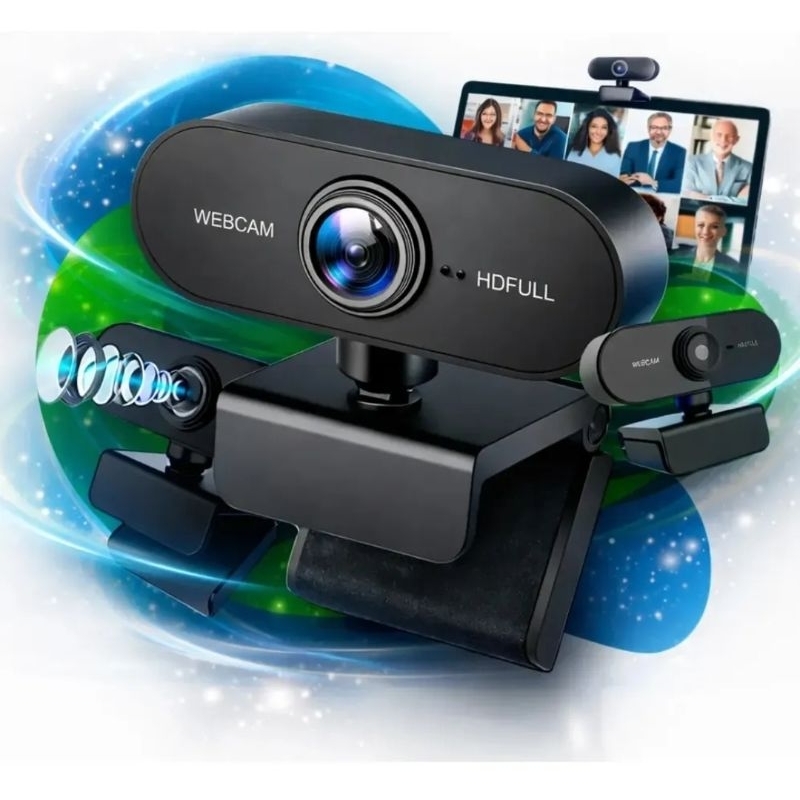 Webcam Computador Full HD câmera 1080x1920p Com Microfone 2MP USB Plug Play Home Office