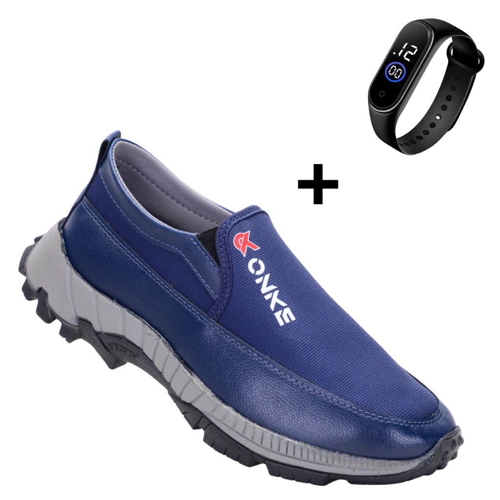 Sapato Adventure Masculino Sem Cadarço Reforçado + Relogio Brinde