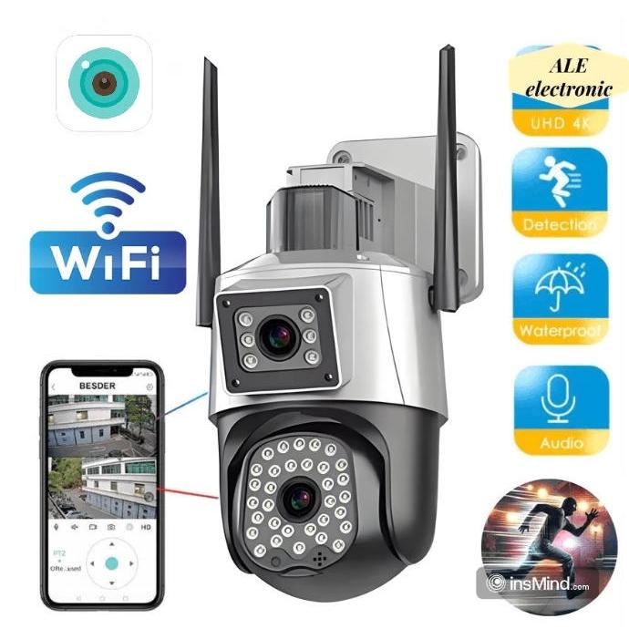 Camera Externa Ip a Prova D'água Wifi Dupla 2 Em 1 com Visao Noturna C/ Infravermelho monitor-G1