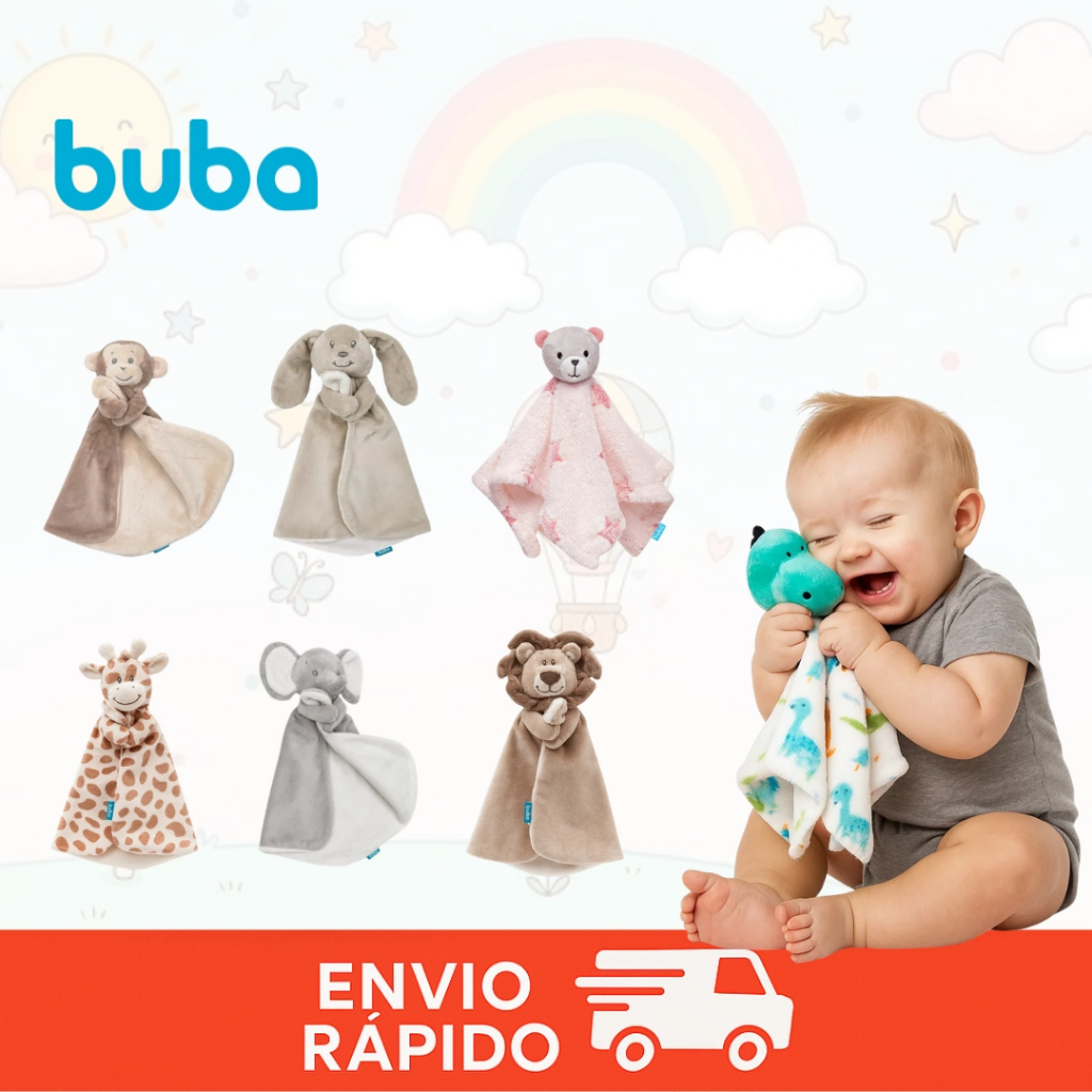 Naninha Para Bebe Antialérgica Paninho Buba Safari Premium Bebê Animais Hipoalergênica Macia Pelucia