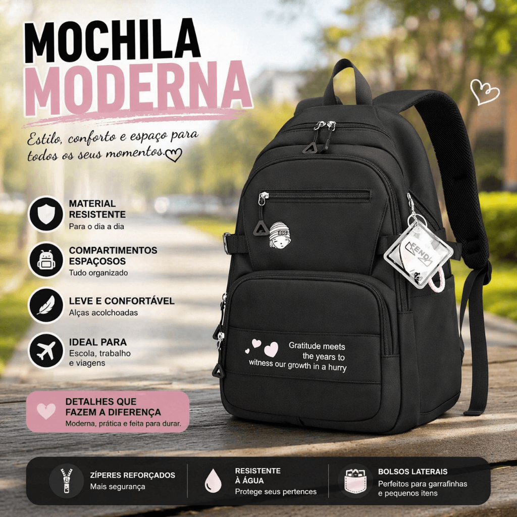 PROMOÇÃO Mochila Feminina Impermeável Escolar De Grande Capacidade Estilo Coreano