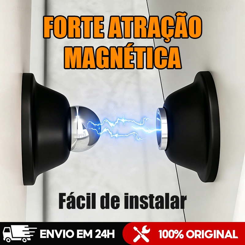 Prendedor Batetor Trava Fixador Porta Imã Magnético Adesivo Inox Preto