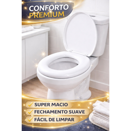 Assento Sanitário Almofadado Premium Universal com Fechamento Suave Conforto Máximo Fácil Instalação