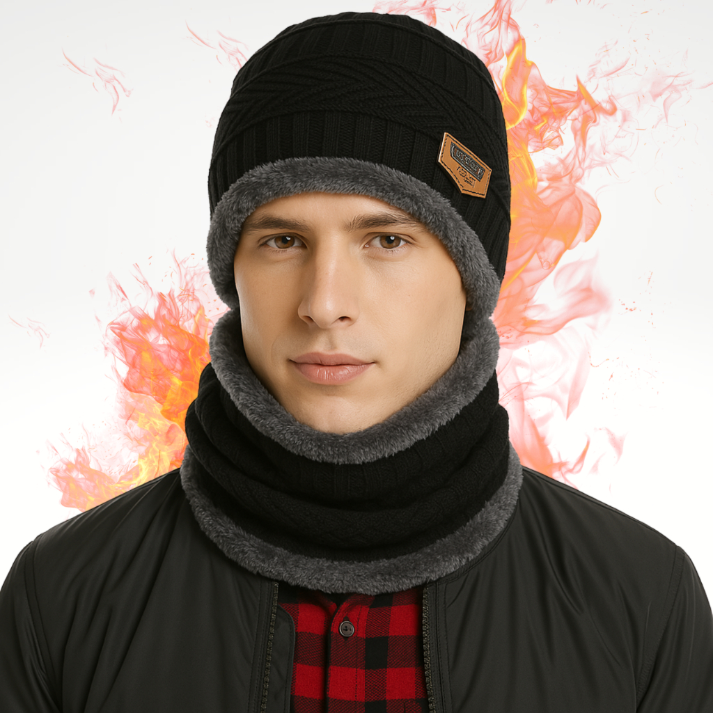 Gorro Touca + Cachecol Forrado Lã Pelinho Quente Inverno Frio Masculino Feminino Confortável