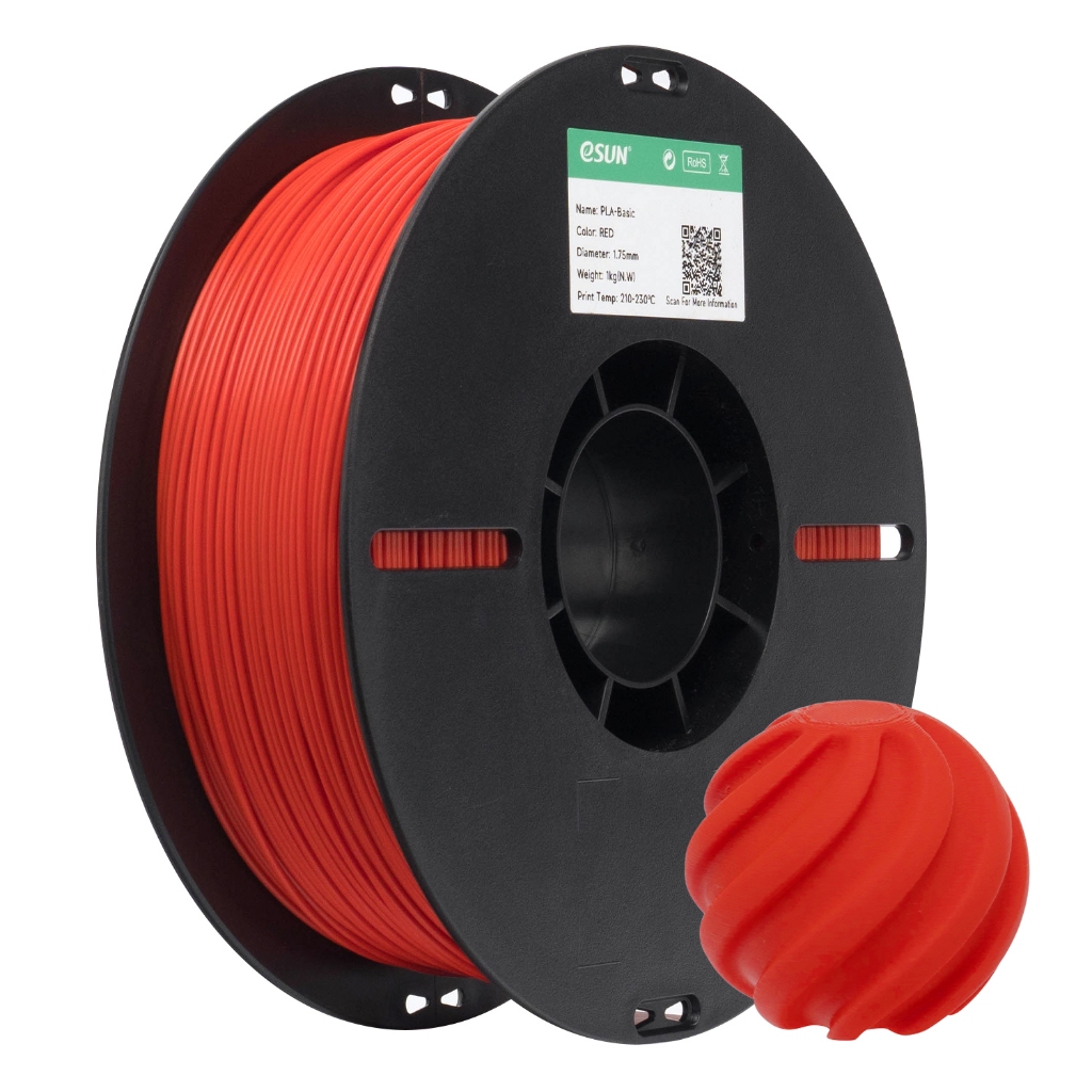 Filamento PLA ESUN para Impressora 3D - Cor Vermelho -  1kg - 1,75mm