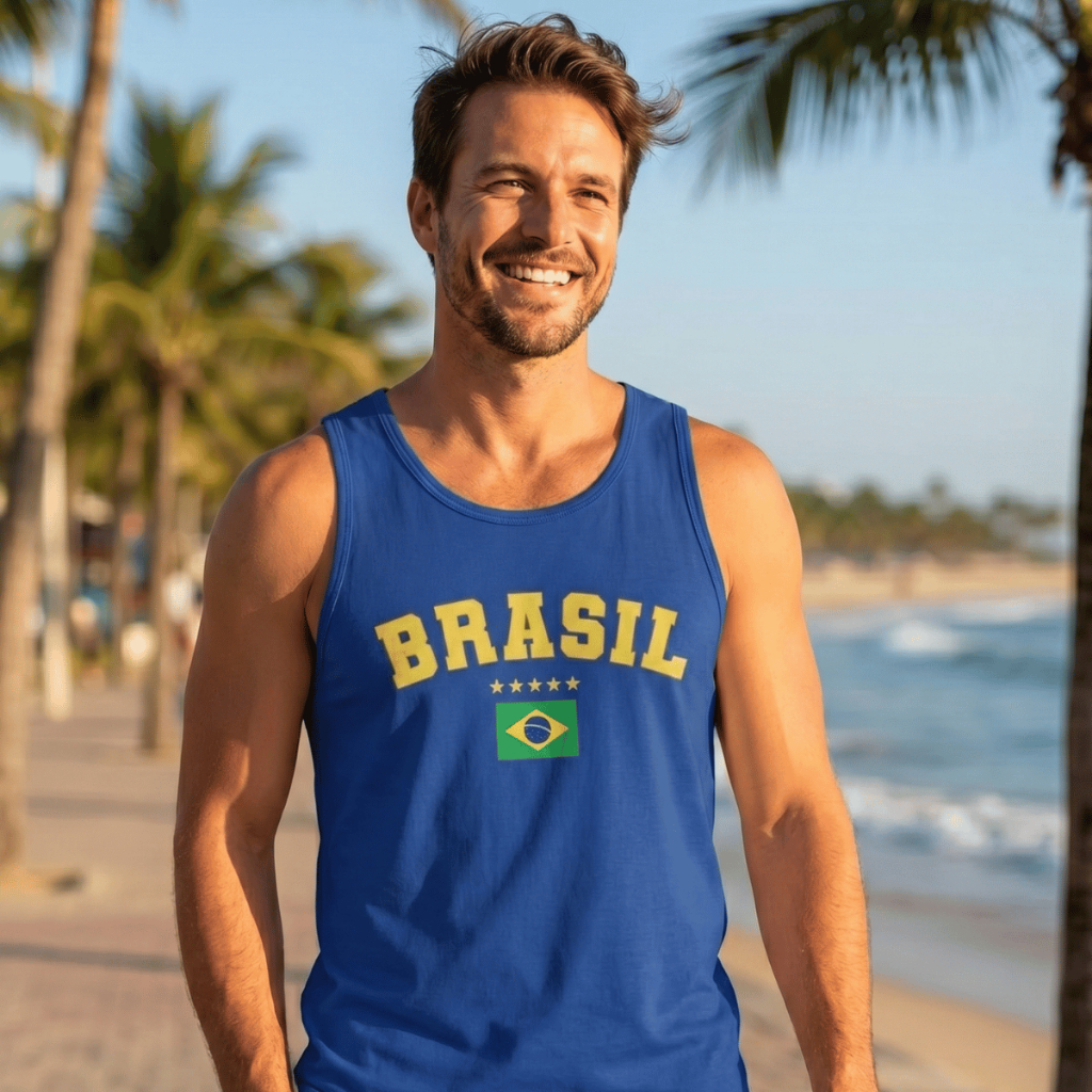 Camiseta Regata Masculina Brasil 100% Algodão Fio 30.1
