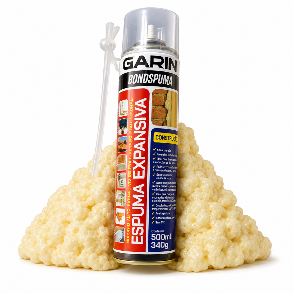Espuma Expansiva Profissional de PU que Expande e fixa com perfeição. Veda + fixa + dá acabamento.