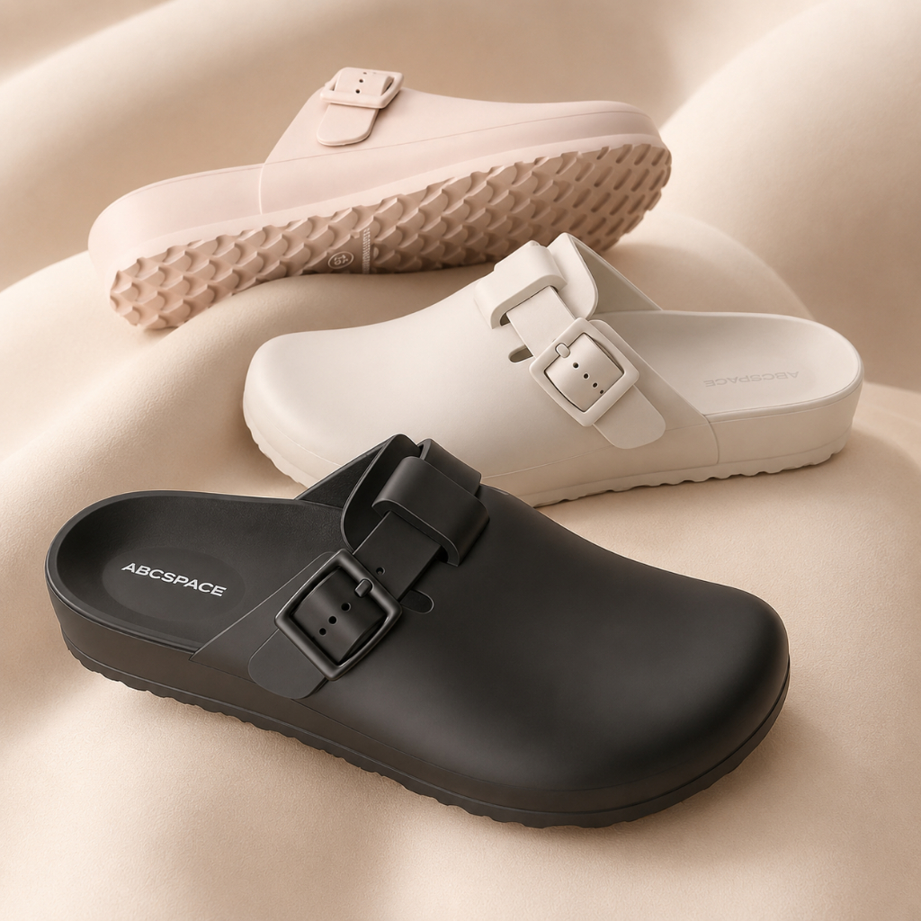 Sandália Feminina Fechada em EVA Leve Bico Redondo com Fivela Confortável Casual Estilo Birken
