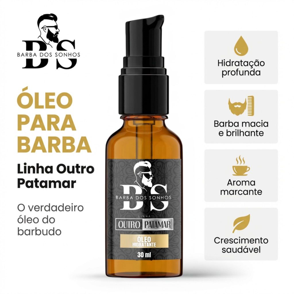 Óleo Para Barba 30ml Hidratante Perfumado Brilho Crescimento Maciez Anti Frizz Profissional Barba dos Sonhos