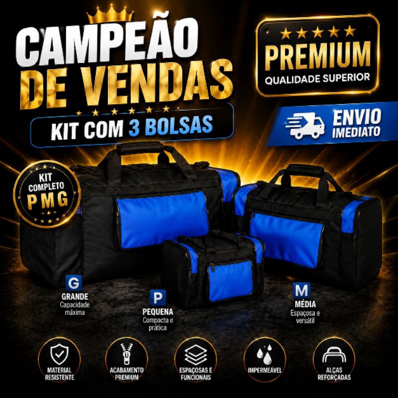 Kit 3 Bolsa Mala De Viagem Super Reforçada Qualidade Premium Original Na Promoção