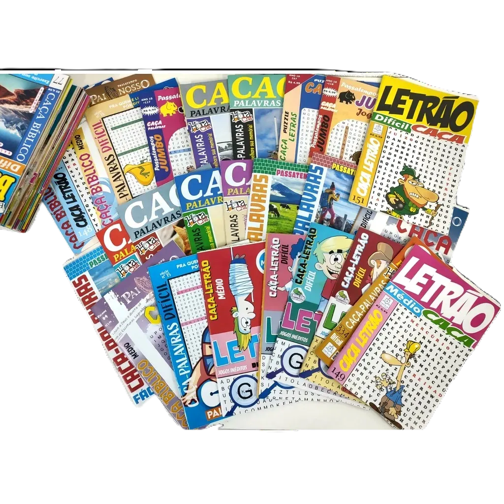 Kit 50 revista passatempo caça palavra sem repetição  variedade exclusiva. comprando mesmo kit o produto vai se repetir