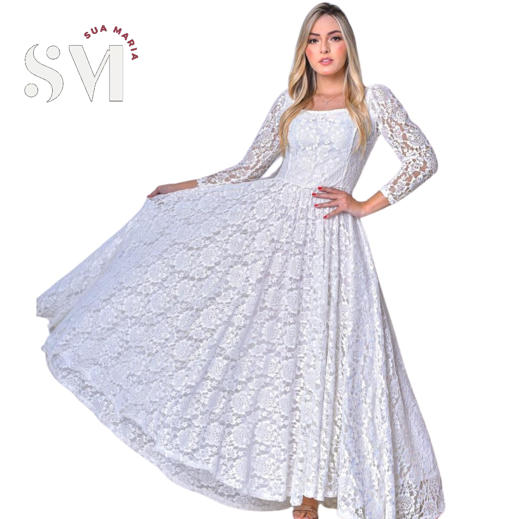 Vestido de Noiva Medieval em renda, de Casamento, simples, elegante