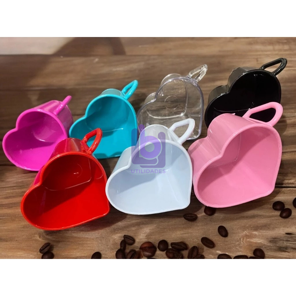 kit 50 xicaras de café coração plastico - amor/presente/café