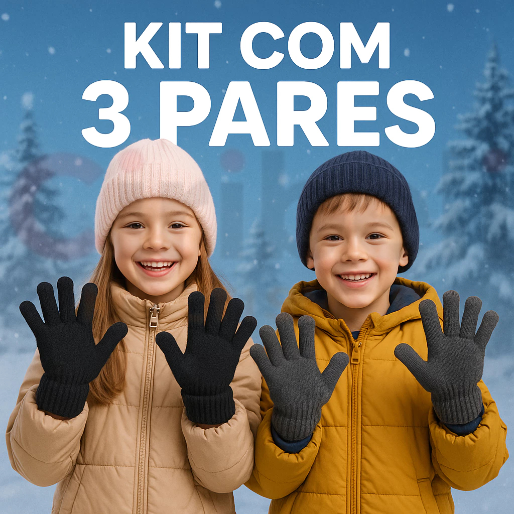 Kit 3 Luvas Infantil Moda Inverno Estilo Criança Cores Sortidas