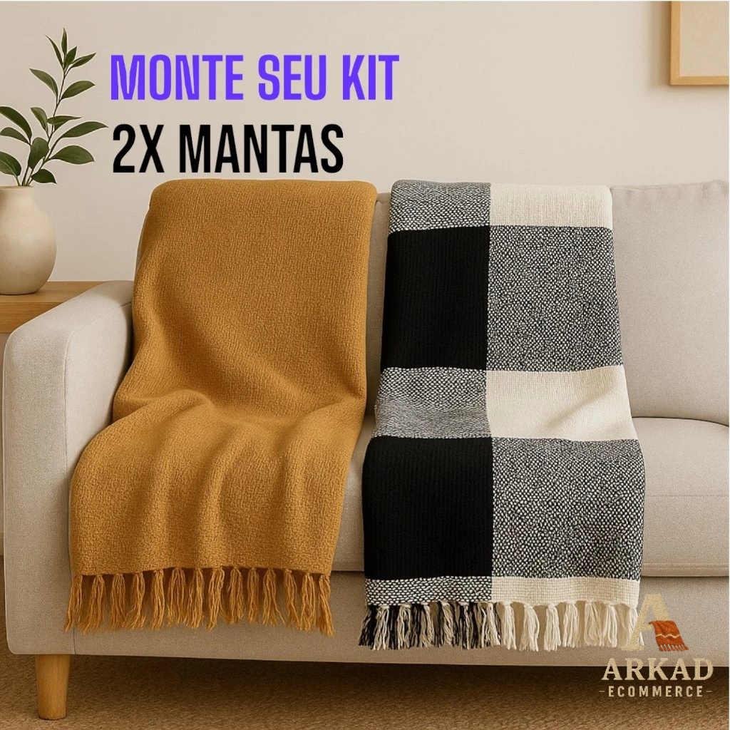 KIT 2 Manta Para Sofá Luxo Decoração Proteção Capa Para Sofá Terracota Luxo 220X120 CM