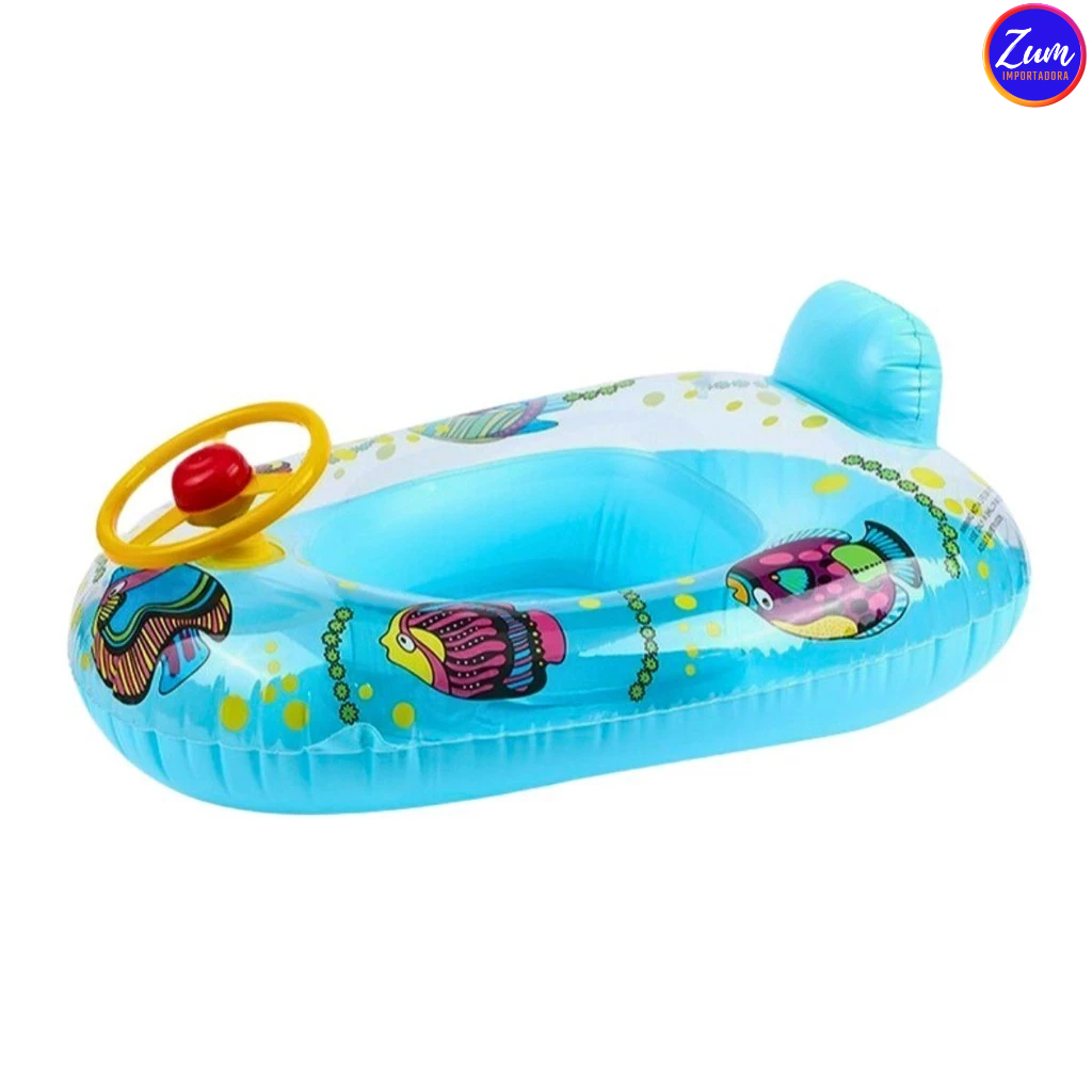 Boia Carrinho Com Volante Bote Inflável Infantil Para Criança Praia Piscina Lazer Verão