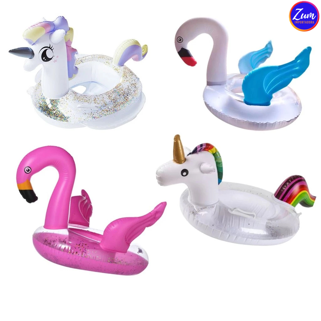 Boia Unicórnio Flamingo Glitter Cisne Unicórnio C/ Glitter Natação Piscina Praia