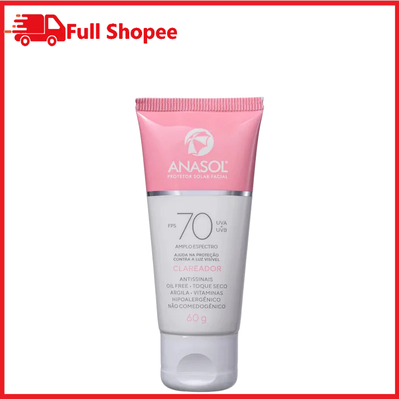Anasol Protetor Solar Facia Clareador Oil Free Toque Seco FPS 70 UVA 60g