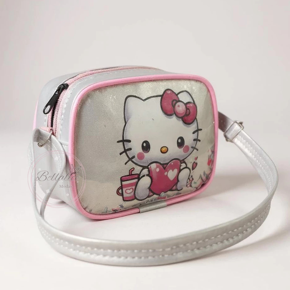 bolsinha infantil tiracolo transversal hello kitt alça regulável passeios, presente