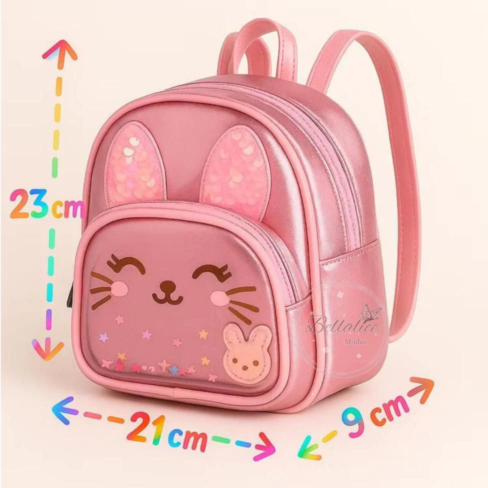Mochila Infantil Menina 2 a 6 Anos Brilhante Gatinho Creche Pré -Escola Passeio Presente