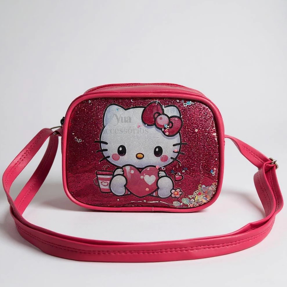 bolsa infantil menina transversal hello kitt alça regulável passeios, presente