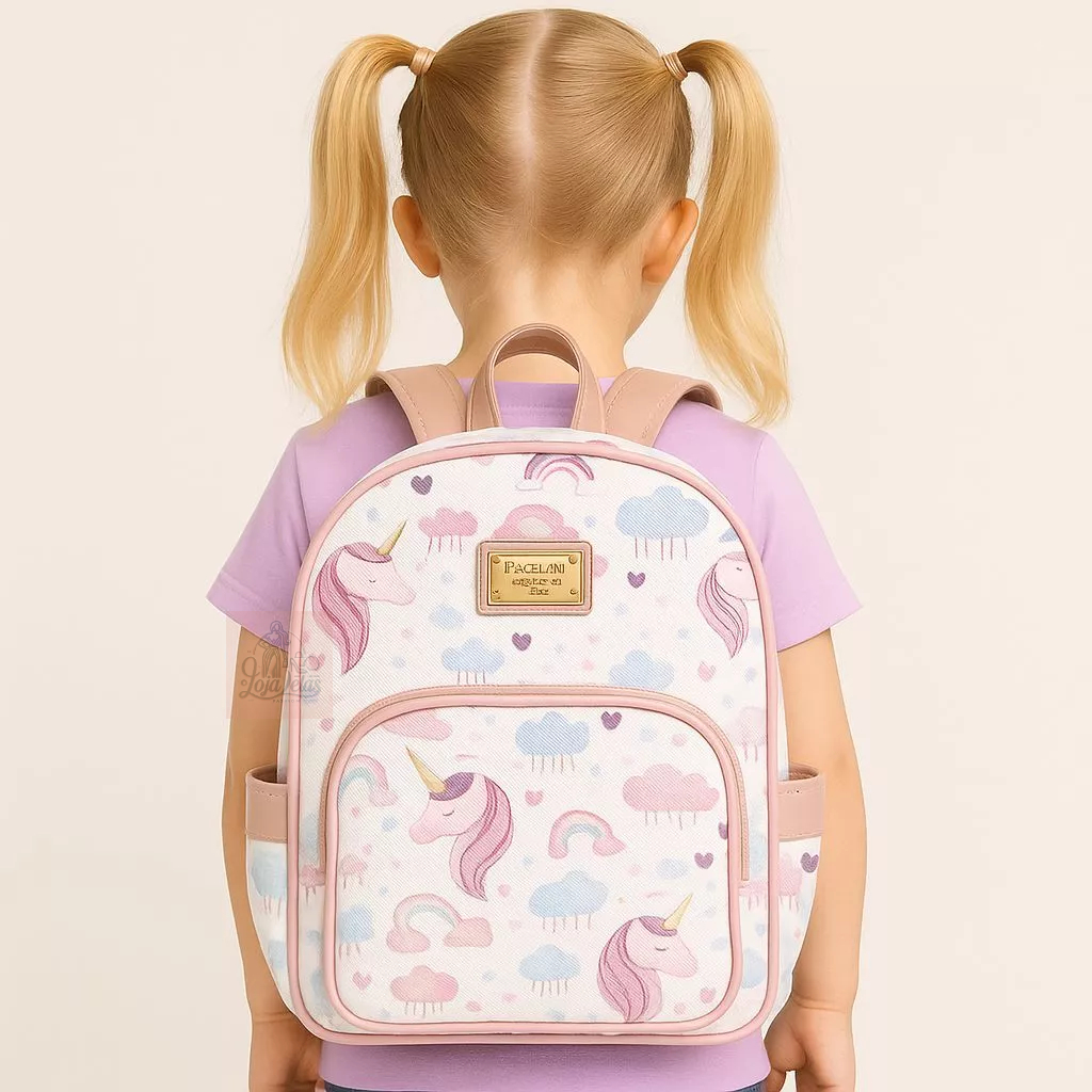 Mochila Infantil Menina Escolar Unicórnio Grande Creche Maternal Passeio Leve Impermeável 2 a 8 anos