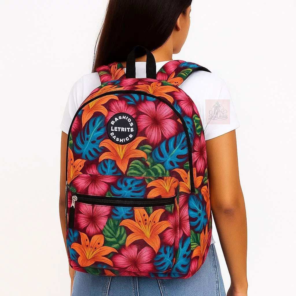 Mochila Escolar Feminina Adolescente Juvenil Impermeável Grande Reforçada Resistente Estampada Costas Casual Notebook