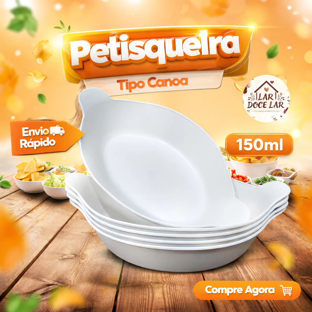 Kit 10 Petisqueira Barquinha Canoa 150ml Pequena Branca Churrasco Festa Frios Amendoim Caldos