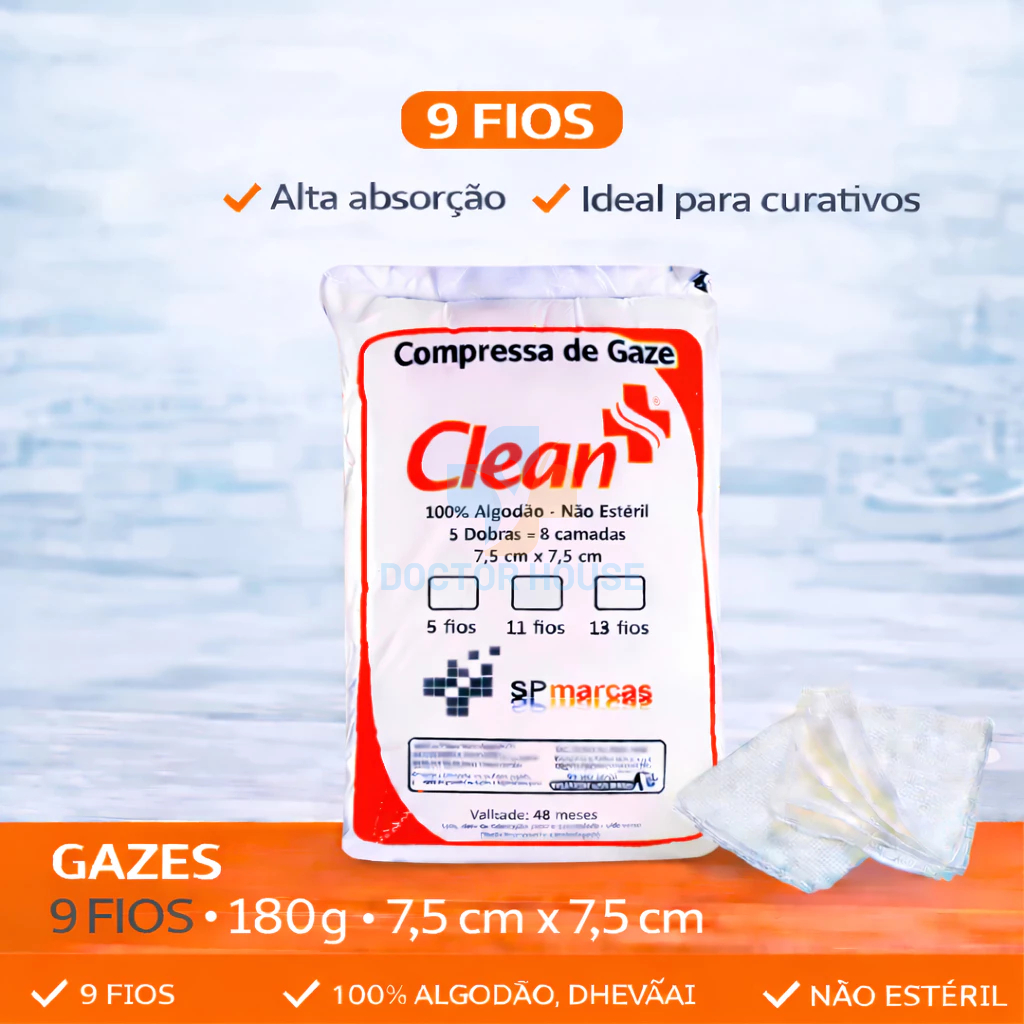Compressas De Gazes 9 Fios Com 500 Unidades Pacote Curativo