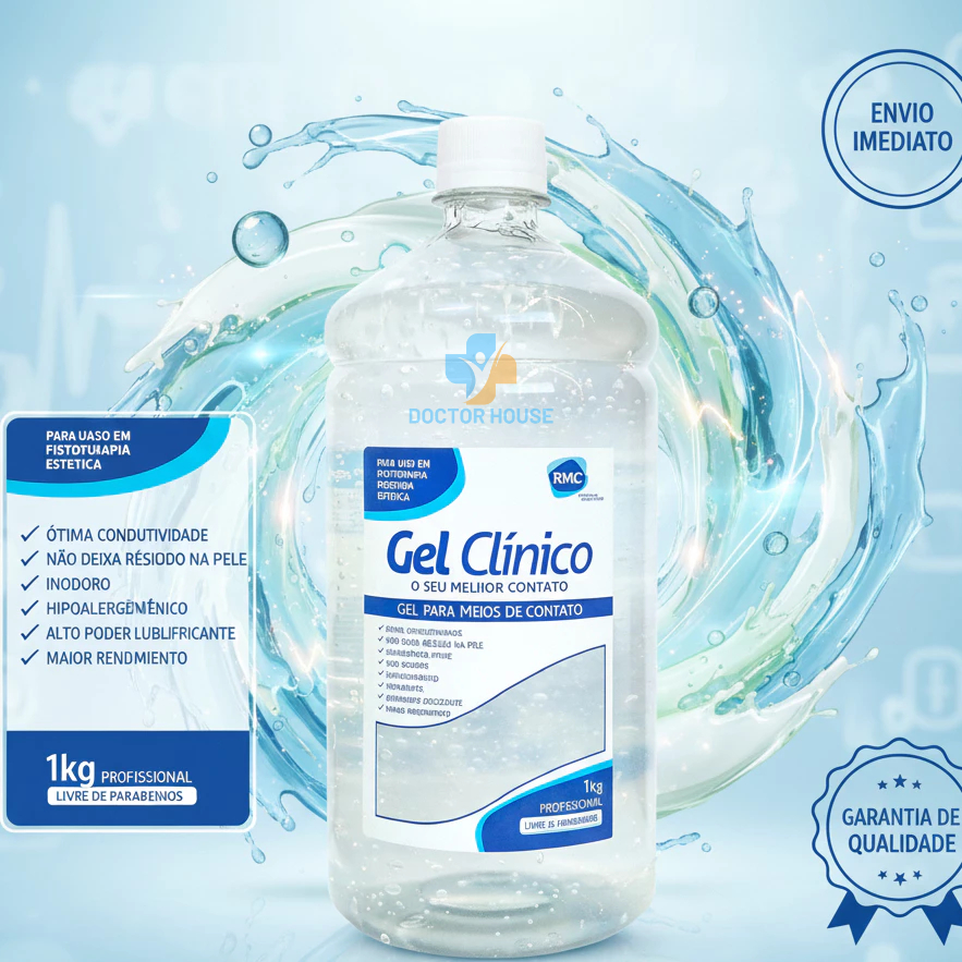 Gel Clinico Condutor Contato Ultrassom Tens Fes Incolor 1kg Frasco RMC