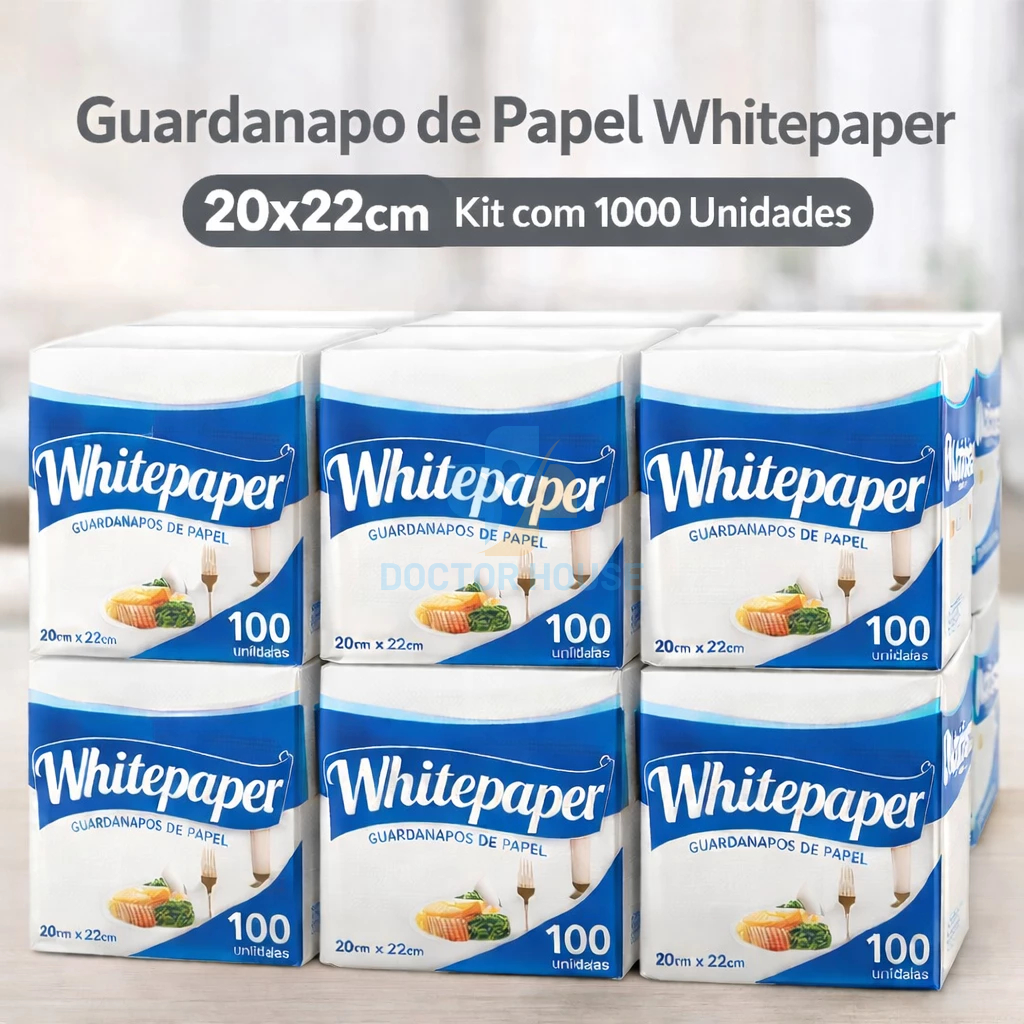 Guardanapo White Paper 20x22cm Kit 1000 Unidades Ideal Restaurantes Festas e Eventos