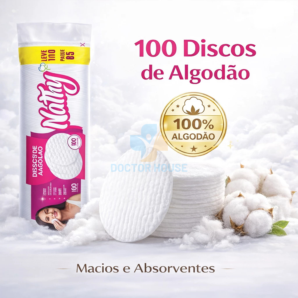 Discos De Algodão Dupla Face Limpeza Remove Maquiagem 100 Un