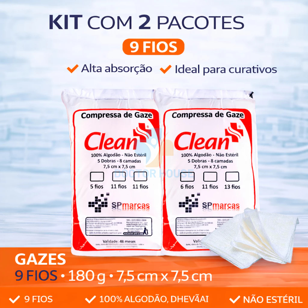 Compressa De Gaze 9 Fios Hidrófila 2x Pacotes Curativo