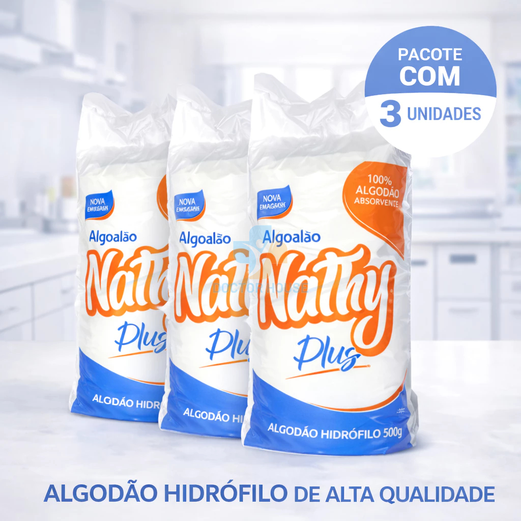 Kit Algodão Hidrófilo Em Rolo 500g C/ 3 Unidades Macio e Absorvente