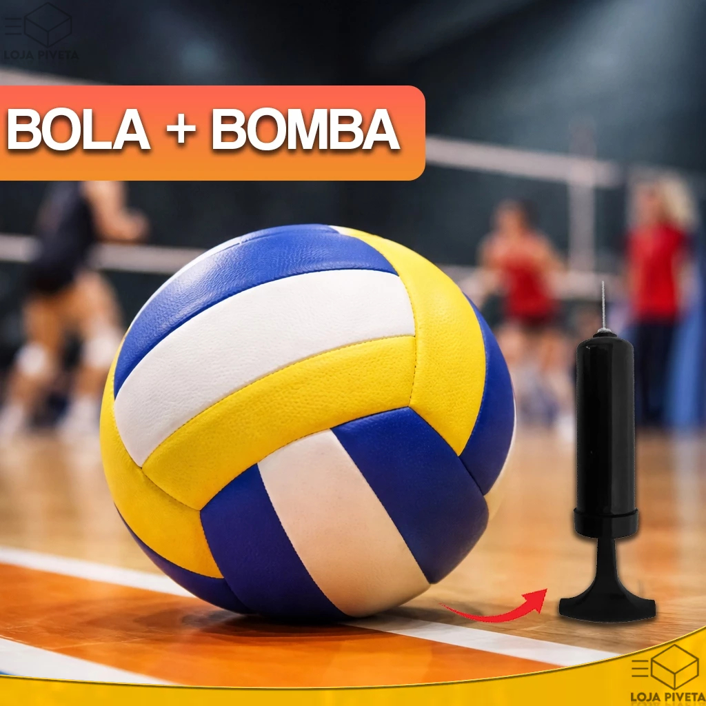 Bola de Volei Nº5 Com Bomba de Encher Ar Quadra Praia Areia Voleibol Profissional Adulto/Infantil