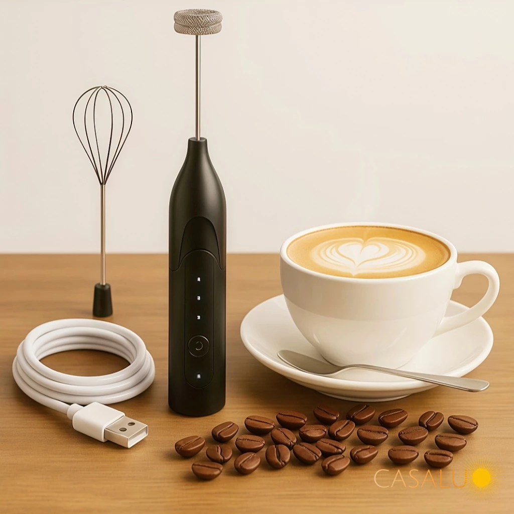 Batedor Misturador Mixer Elétrico Para Bebidas Leite Café Clara de Ovo 2 em 1 Recarregável Portátil