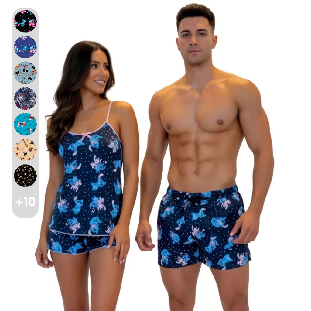 Kit Pijama Casal  Pijama Feminino e Samba Canção  Masculin  Kit Namorados