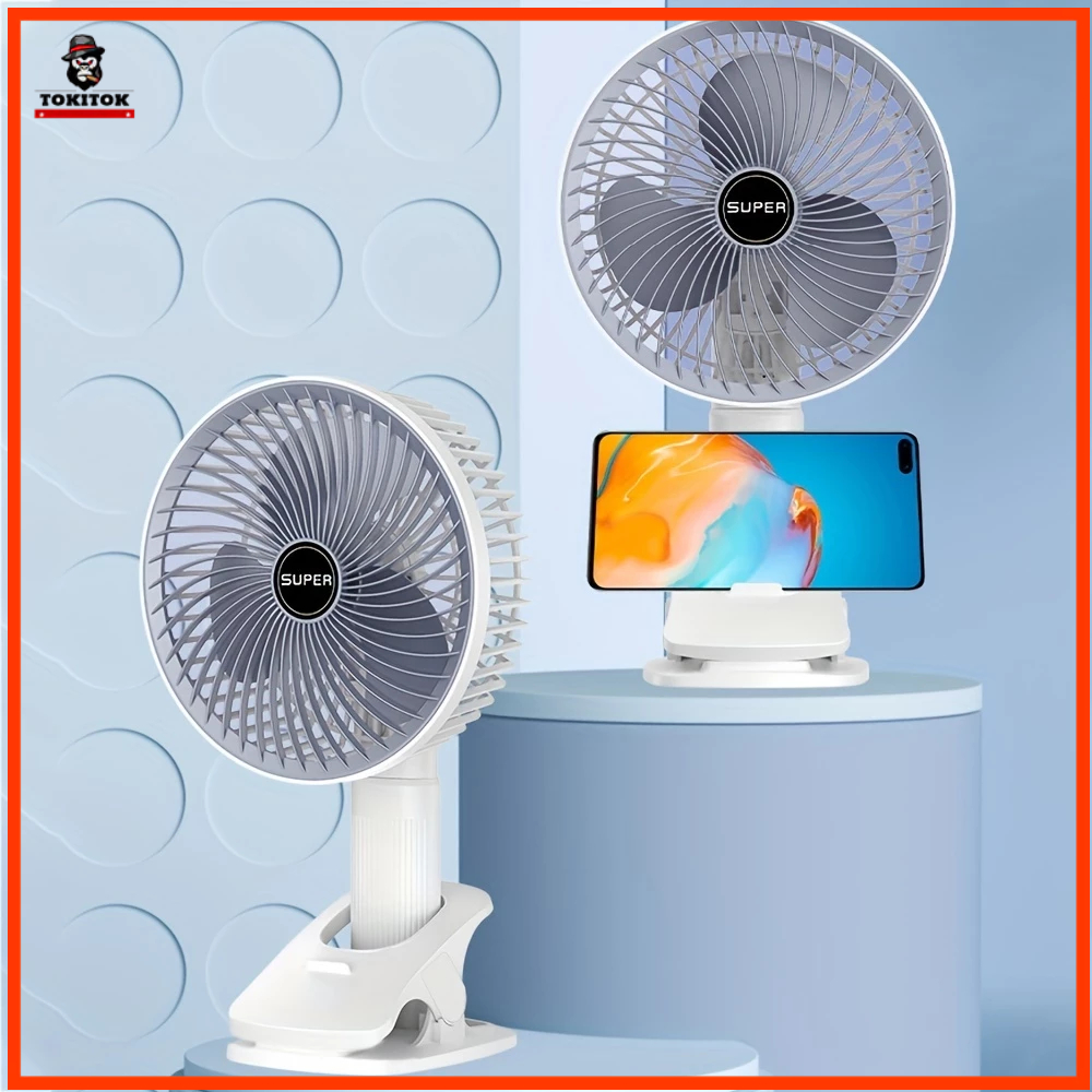 Ventilador Portatil Recarregavel com Base de Clipe  para Casa,Ventilador de Mesa Escritório e Viagem