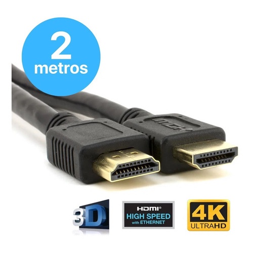 Cabo Hdmi 2.0 4k Hdr Ultra Hd 19 Pinos Gold 2 Metros Qualidade Hdtv 1080p Resistente