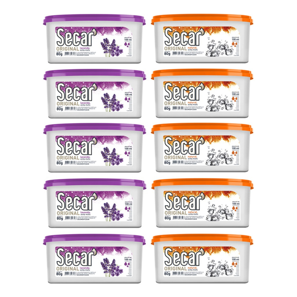 Kit C/ 10un Anti Mofo Secar 80g - Desumidificador, Armario