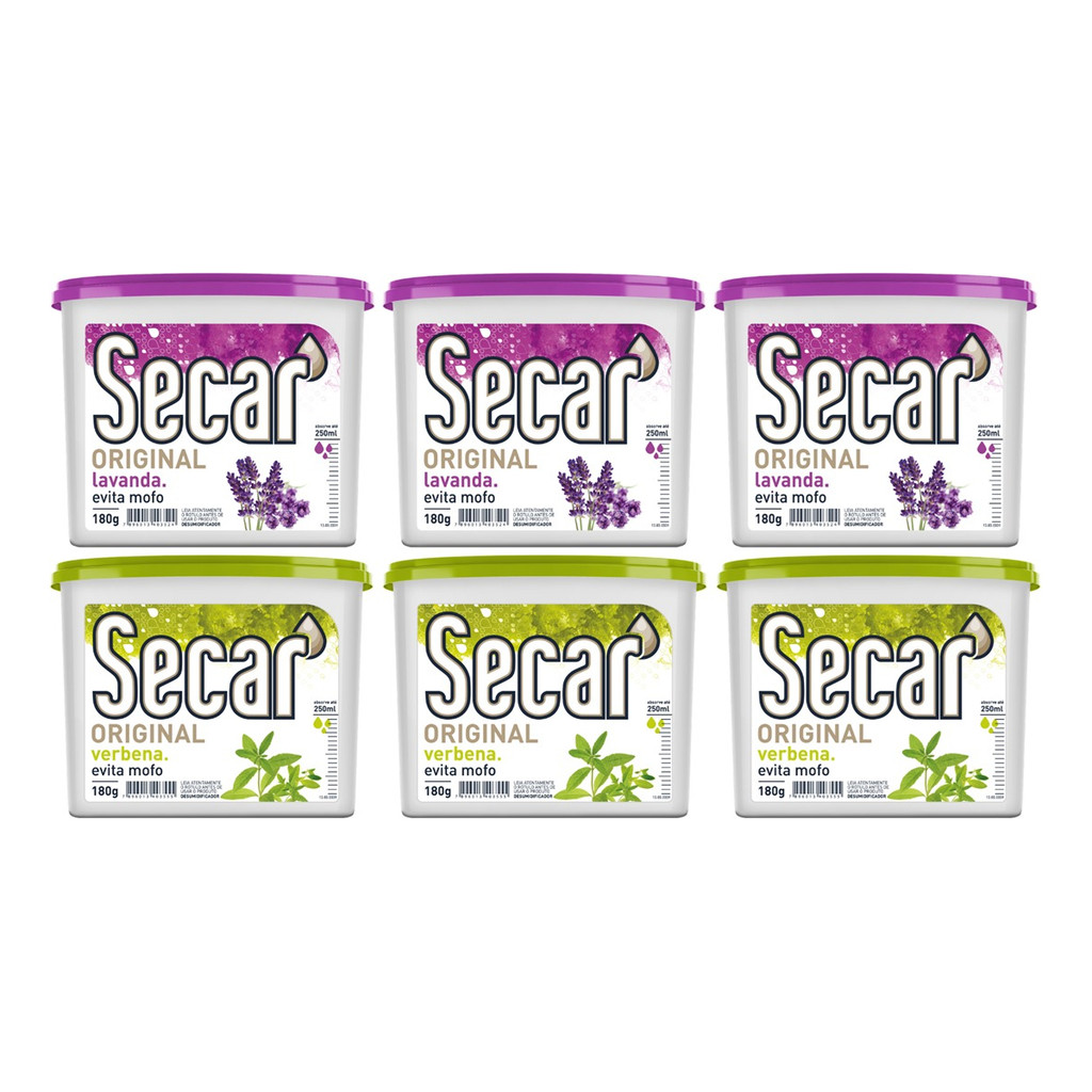 Kit C/ 6un Anti Mofo Secar 180g - Desumidificador, Armario