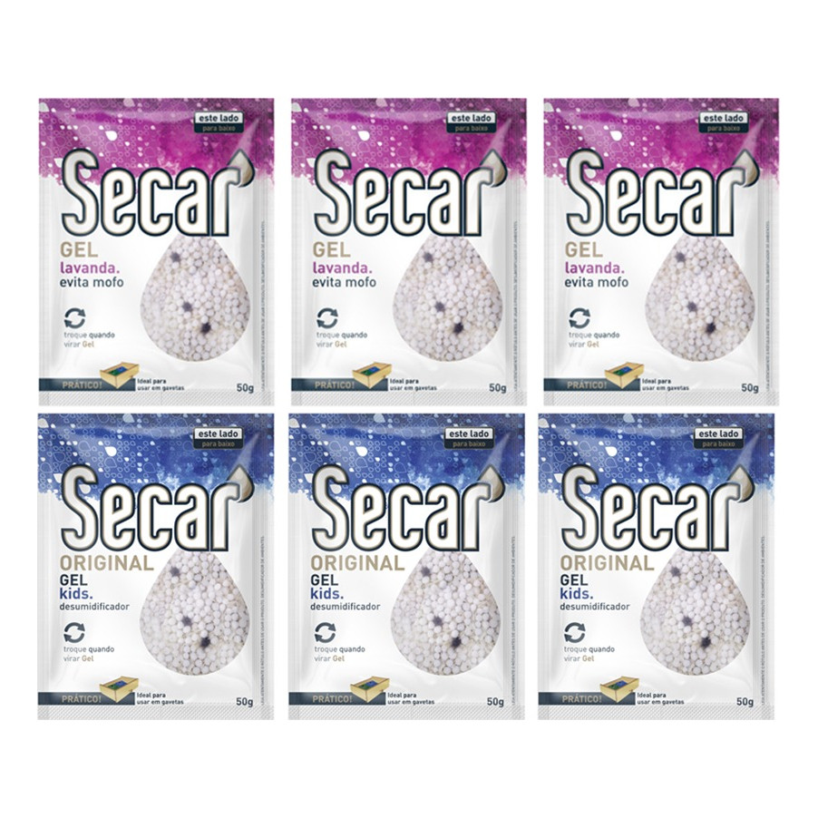 Kit C/6un Anti Mofo Secar Gel 50g - Desumidificador
