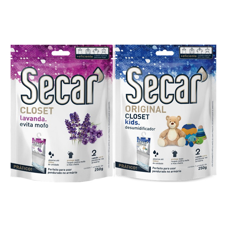 Kit C/ 2un Anti Mofo Secar Closet 250g - Desumidificador, Guarda Roupas