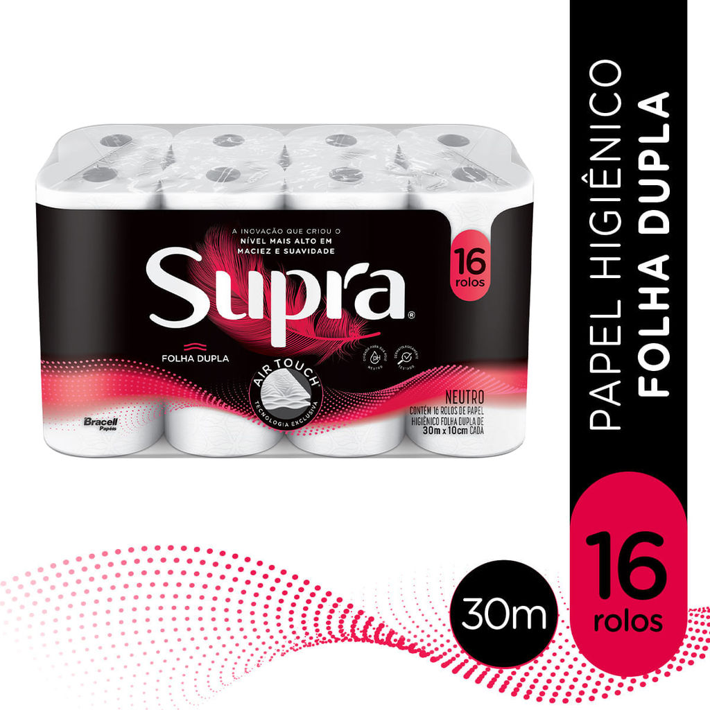 Papel Higiênico Supra Folha Dupla 16 Rolos