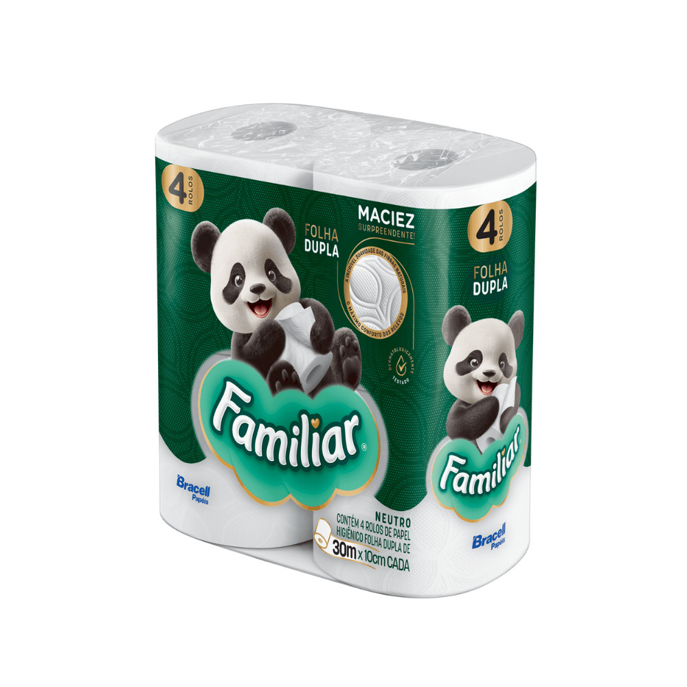 Papel Higiênico Familiar Folha Dupla 30m 4 Rolos
