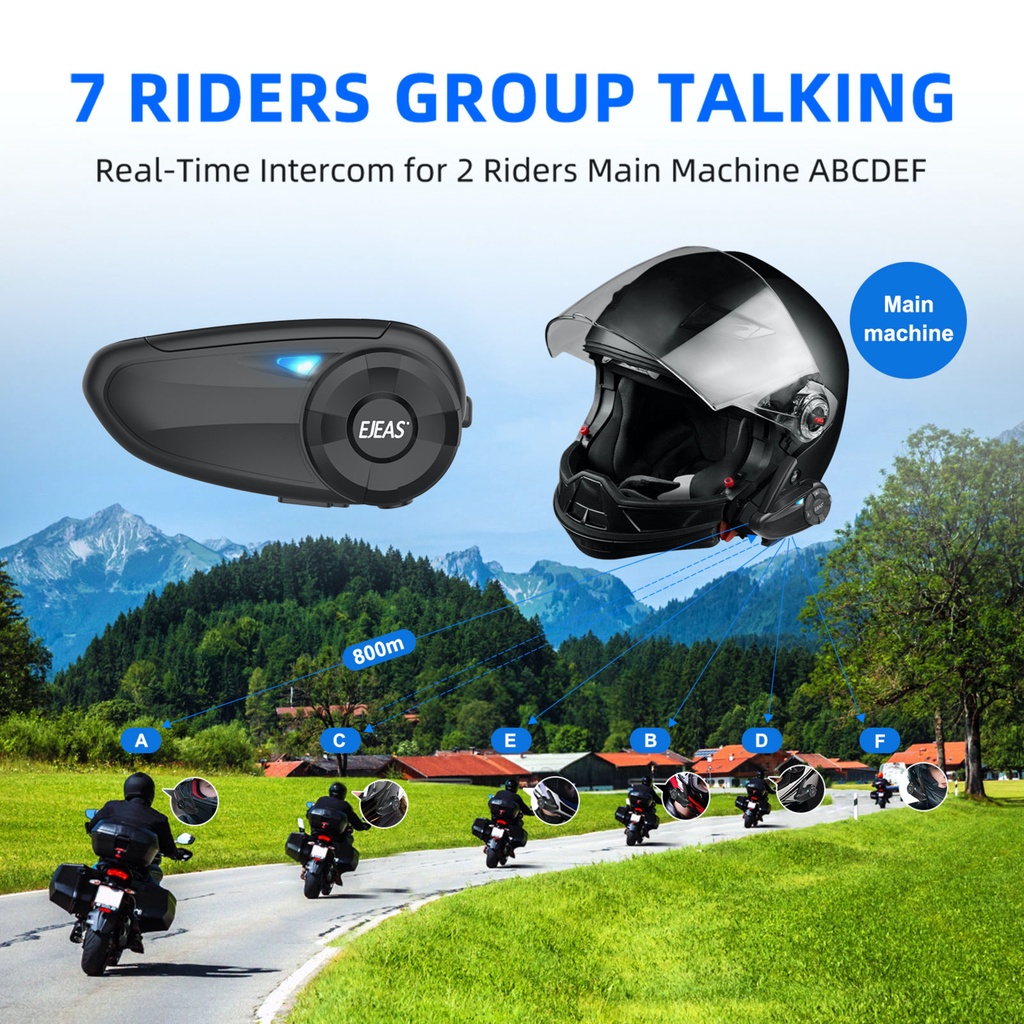 EJEAS Q7 Capacete De Motocicleta Bluetooth Intercomunicador Fone De Ouvido 5.1 Impermeável , 2 Piloto Fala Ao Mesmo Tempo 1 Pacote Para Shoei AGV KYT Yamaha Honda Forza 250