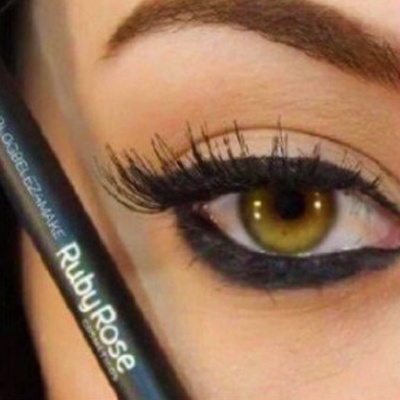 Lápis para Olhos Delineador à Prova D'água - Carbon Black / Preto - Ruby Rose (HB050)/Lápis de Olho Eye-Catching